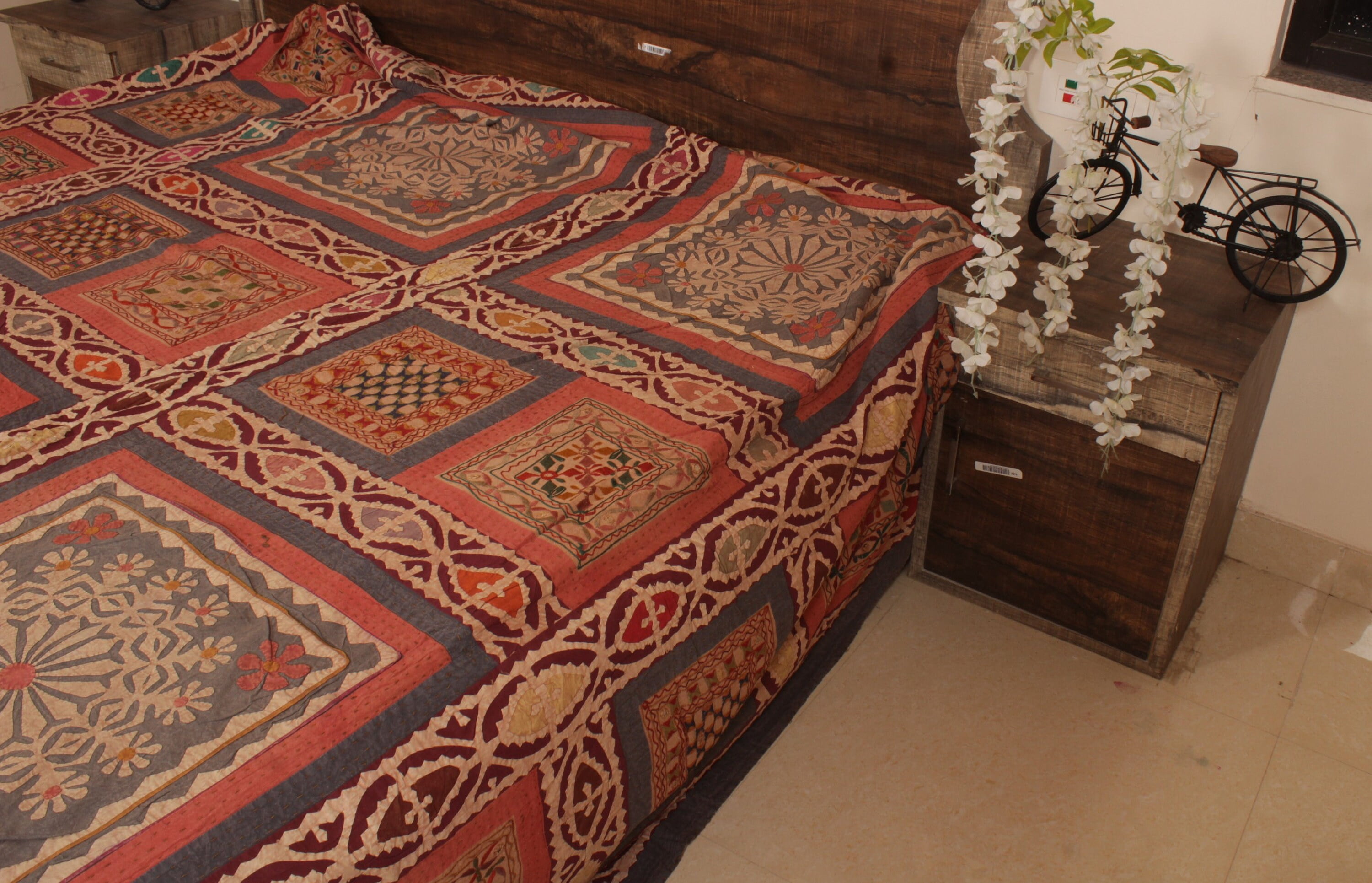 OzarkTextile Multicolor Patchwork Kantha Cotton Quilt, Breathable