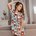 thumbnail image 3 of Easygdp Warm Christmas Memories Camisón de manga corta para mujer, informal, estampado, 3 of 6