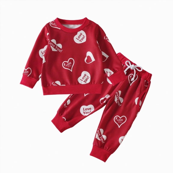 NIEWTR Toddler 2-Piece Pajamas Set for Girl Girl Features Long Sleeve Top Elastic Waist Long Pants Breathable Comfy for 2T-5T Gift Set(A-Red,2-3 Years)