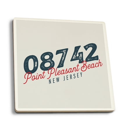 

Point Pleasant Beach New Jersey Zip Code Grey (Absorbent Ceramic Coasters Set of 4 Matching Images Cork Back Kitchen Table Decor)
