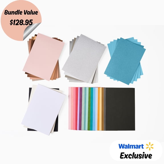 Sizzix Cardstock Bundle, Variety of Colors, Glitter, Metallic & Matte Sheets, Includes 5 Packs, 290 Sheets