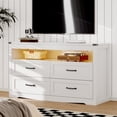thumbnail image 7 of FANRAL 4 Drawers Dresser & Open Shelf for Bedroom,Modern Wooden Chest of Drawers with LED Light,Storage Organizer Dresser for Closet,White Dresser, 7 of 7