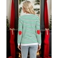 thumbnail image 4 of Cogild Striped Long Sleeve Crew Neck Sweaters for Womens Pullover Top with MERRY Embroidery Christmas Sweaters Womens Sweaters Winter Casual Sweaters for Womens, 4 of 7