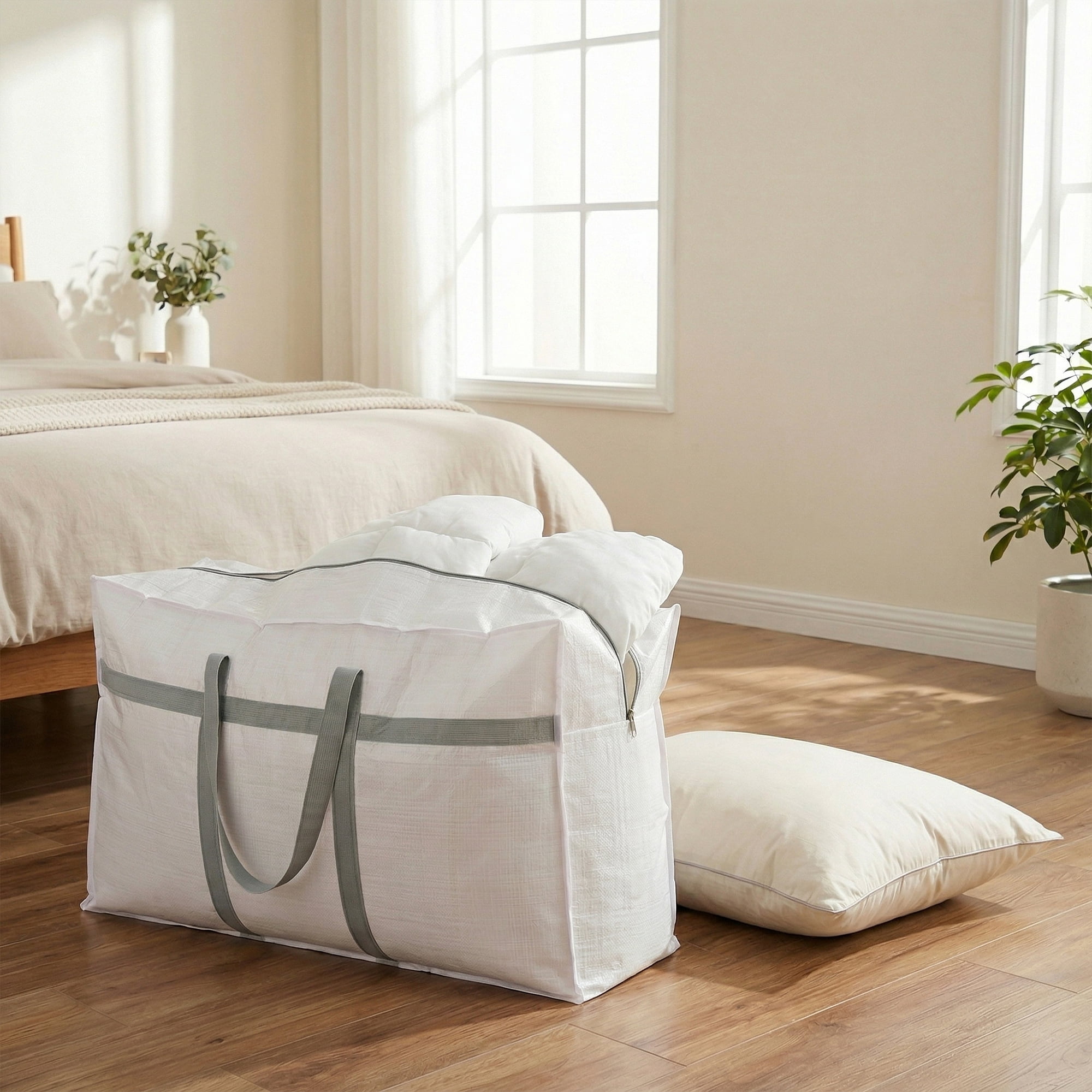 Unique Bargains Clothes Storage Bags for Organizing Clothing White 31.5"x9.8"x19.7"