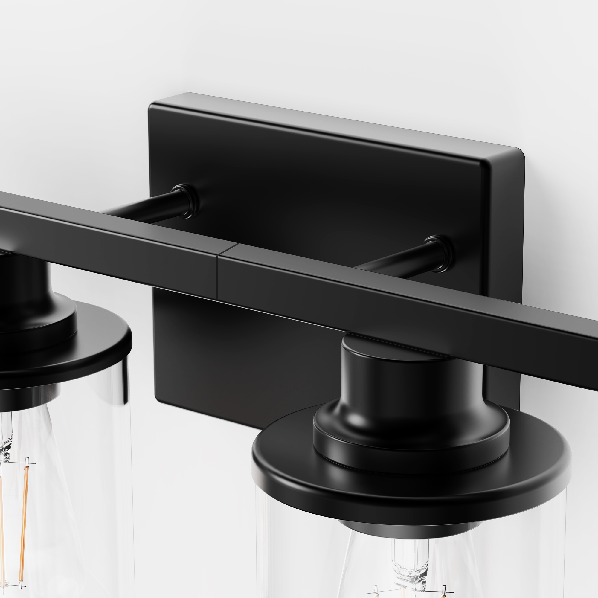 YANSUN 27.2 in 4-Light Black Bathroom Vanity Light Fixtures Over Mirror with Clear Glass Shades for Bathroom, Powder Room, Bedroom