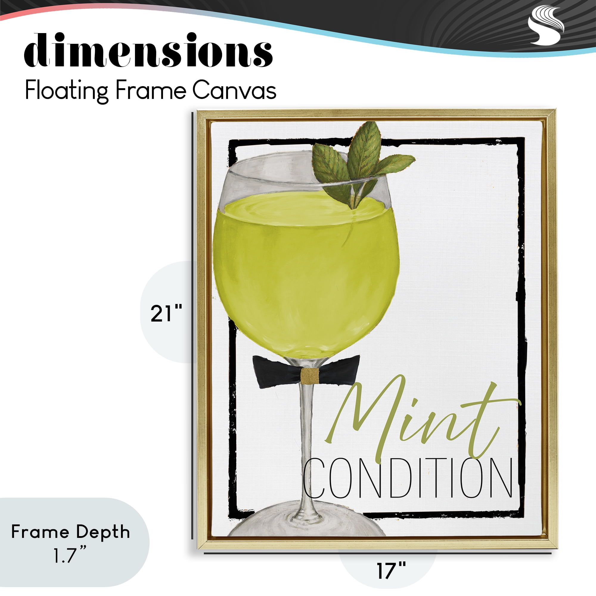 Stupell Industries Mint Condition Cocktail Gold Framed Floater Canvas Wall Art, design by Lorenzo Collective