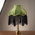 thumbnail image 1 of Pantalla de lámpara de terciopelo con forma de campana, estilo romántico, con borlas y flecos, ideal para decoración de lámparas de pie y de noche A, 1 of 8