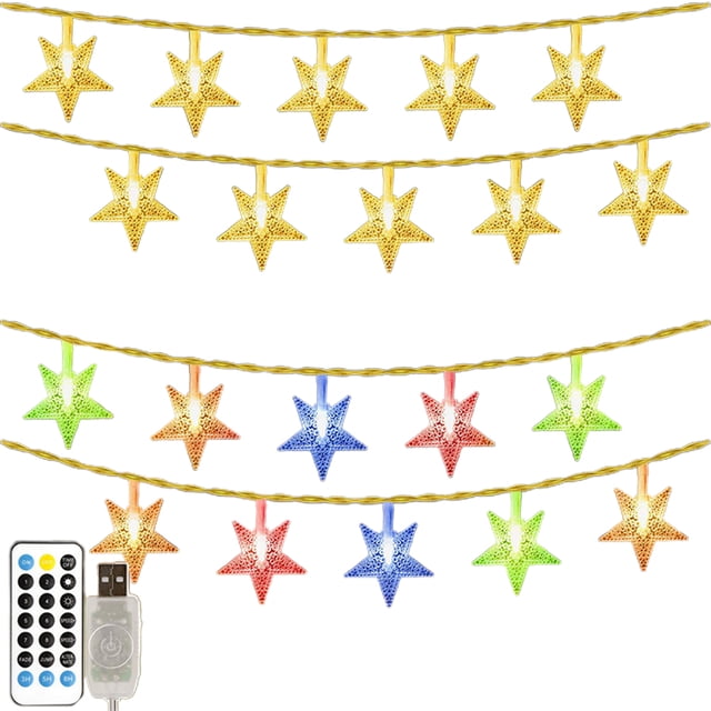 Lights 12 Meter 100 Led Star Fairy Lights Con Control Remoto Y Temporizador A Prueba De Agua 11 Modos De Iluminación Para Interiores Y Exteriores Decoración Navideña Navideña Yuarrent HA039323-00