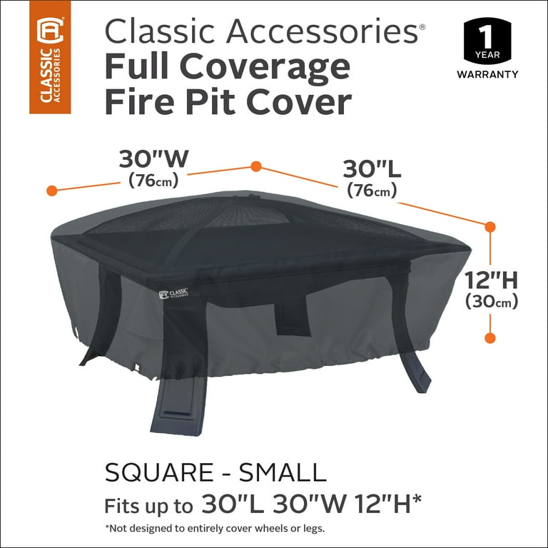 Classic Accessories Water-Resistant 30 Inch Full Coverage Square Fire Pit Cover Classic Accessories Water-Resistant 30 Inch Full Coverage Square Fire Pit Cover