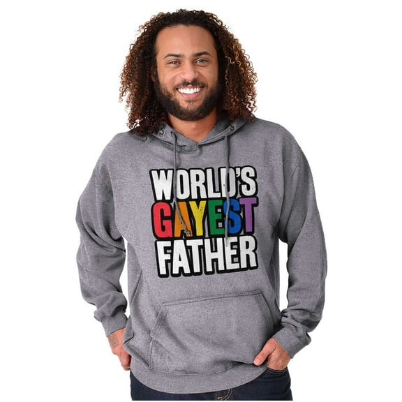 Worlds Gayest Father Queer Parent Men's Big & Tall Graphic Hoodie Brisco Brands 4X