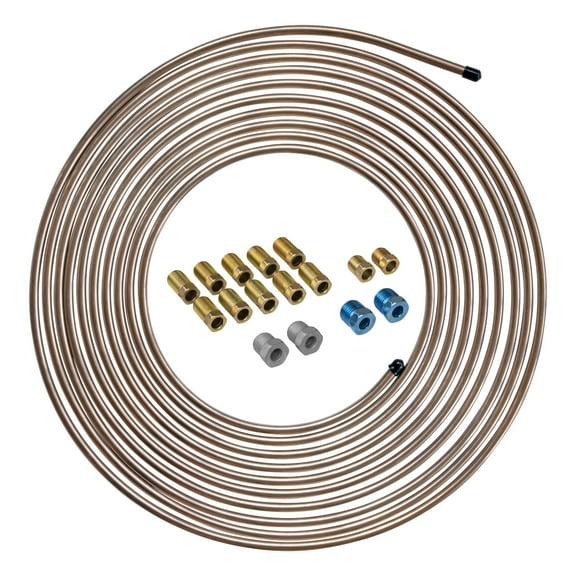 "4LifetimeLines 1/4"" x 25' Copper-Nickel Brake Line Tubing Coil with Fitting Kit"