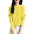 thumbnail image 5 of Only Moment Yellow Long Sleeve Shirts for Women Crew Neck Casual Tunic Tops Work Fashion Cute Sweaters Fall Outfits 2026 Dressy Blouse L, 5 of 5