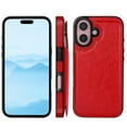 thumbnail image 4 of Compatible with iPhone 16 Case, with PU Leather Credit Card Holder Magnetic Back Stand Cell Accessories Flip Purse Slim Design Phone Cover for iPhone 16 Women Men, Red, 4 of 11