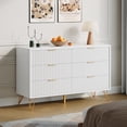 thumbnail image 3 of YouTrend White 6 Drawer Dresser with Fluted Wood and Metal Handles Legs for Bedroom Living Room Hallway, 3 of 10