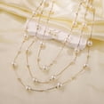thumbnail image 4 of Collar de perlas de múltiples capas de lujo ligero de estilo francés, elegante collar de pendientes con diseño estilo Chanel, 4 of 5