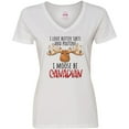 thumbnail image 3 of Inktastic I Love Butter Tarts and Poutine I Moose Be Canadian Pun Women's V-Neck T-Shirt, 3 of 5