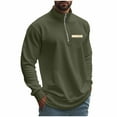 thumbnail image 6 of safuny Men's Long Sleeve Shirts Winter Thicken Tops Big&Tall Crew Neck Sweatshirts Zipper Outwear Solid Color Pullover Casual Fashion Green L, 6 of 9