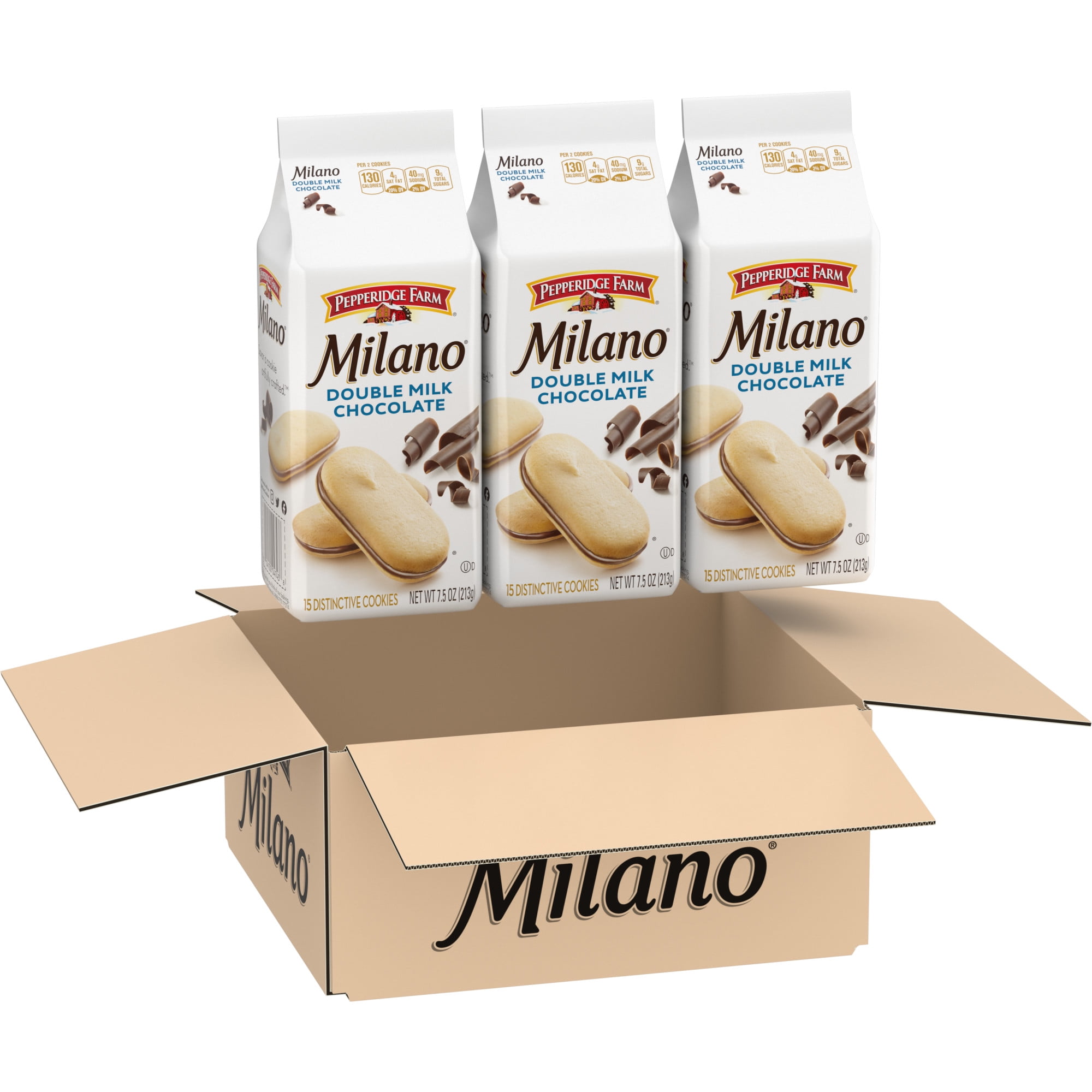 Pepperidge Farm Milano Cookies, Double Milk Chocolate, 3 Bags, 7.5 Oz