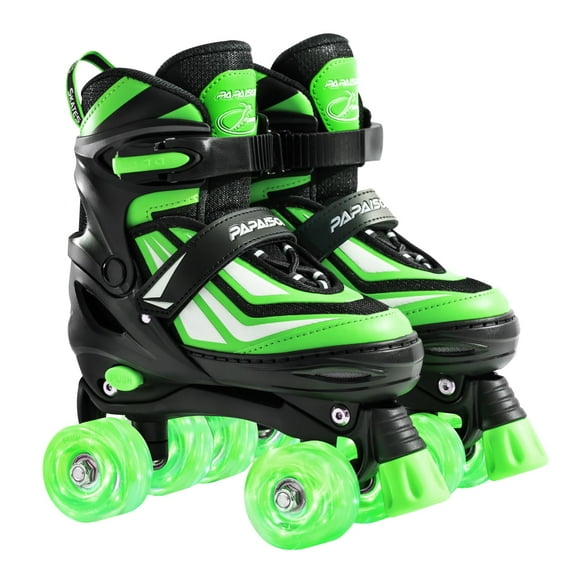 PAPAISON Kids Roller Skates for Boys Girls, 4 Size Adjustable Rollerskates with Light Up Wheels for Kids Ages 4-12