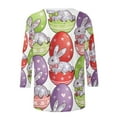 thumbnail image 3 of Craaazy Women's Crewneck 3/4 Sleeve Happy Easter Rabbit Print Cute T-Shirts Gifts, 3 of 9