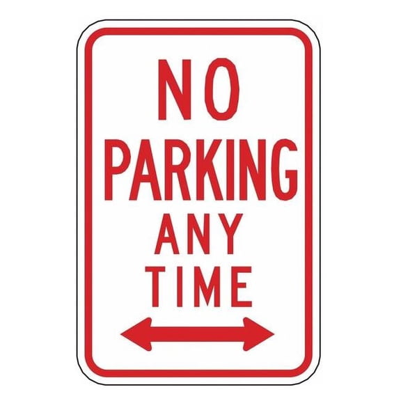 Lyle No Parking Sign, 12" W, 18" H, English, Aluminum, White R7-1D-12HA