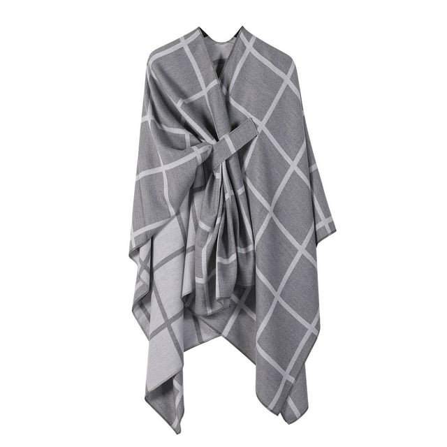 Cape Châle Tricotée Unie pour Femmes - Enveloppe Mode Automne Hiver Confortable