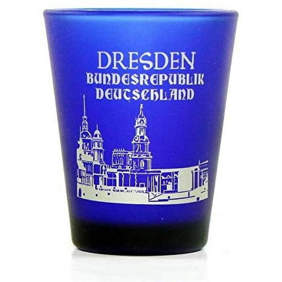 Dresden Germany Cobalt Blue Frosted Shot Glass