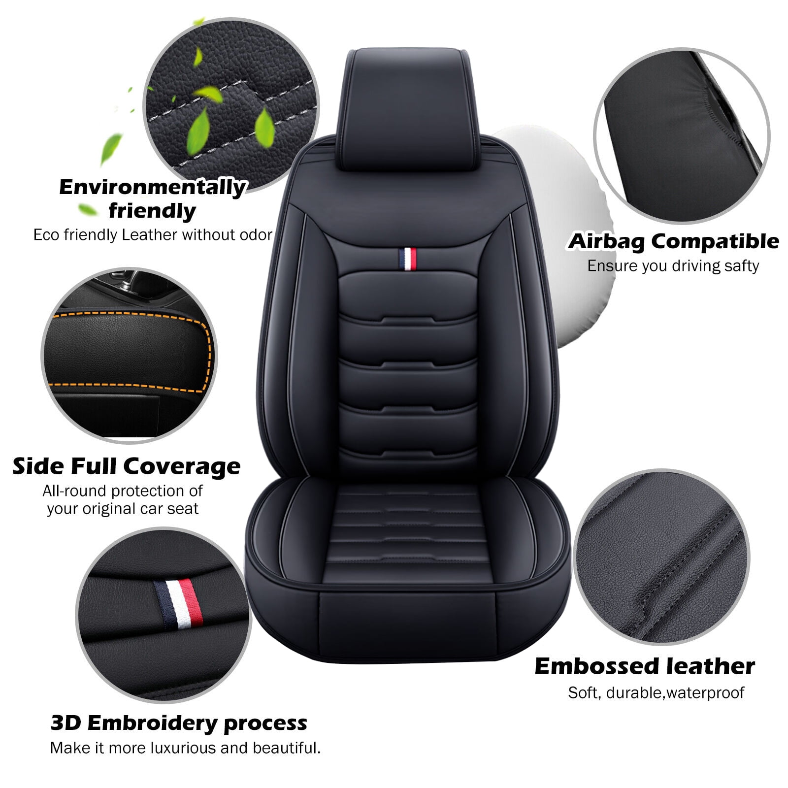 For Ford F150 2016-2023 F250 F350 Crew Cab Pickup Car Seat Covers PU Leather Car Seat Protector Full Set