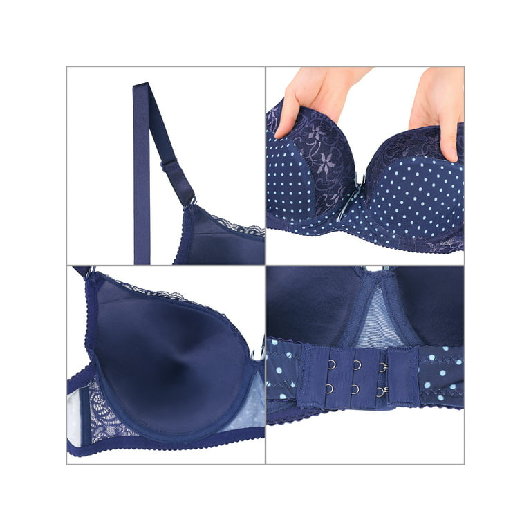 Unique Bargains Women's Plus Size 2 Piece Lace Polka Dots Matching Bras and  Panty Set