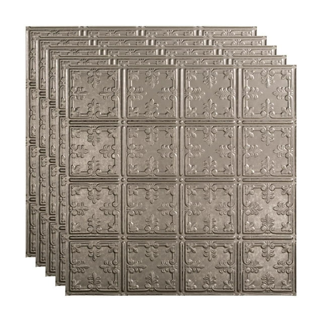 FASÄDE Traditional 10 Decorative Vinyl 2ft x 2ft Lay in Ceiling Panel in Galvanized Steel (5 Pack)