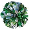 2-Color Holographic Mix Youth Cheer Pom - Dark Green/Silver