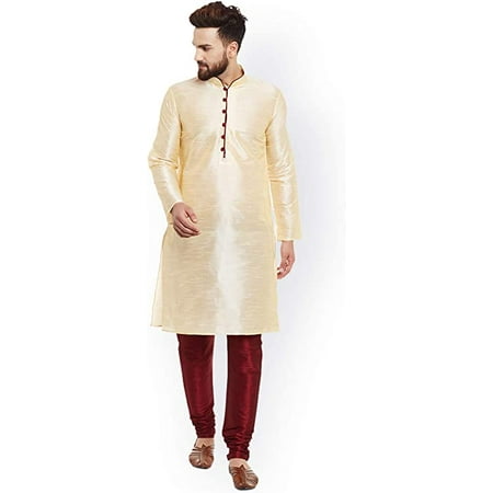 

Royal Kurta Men s Silk Blend Loop Button Design Kurta (Only Kurta) (42 Gold)