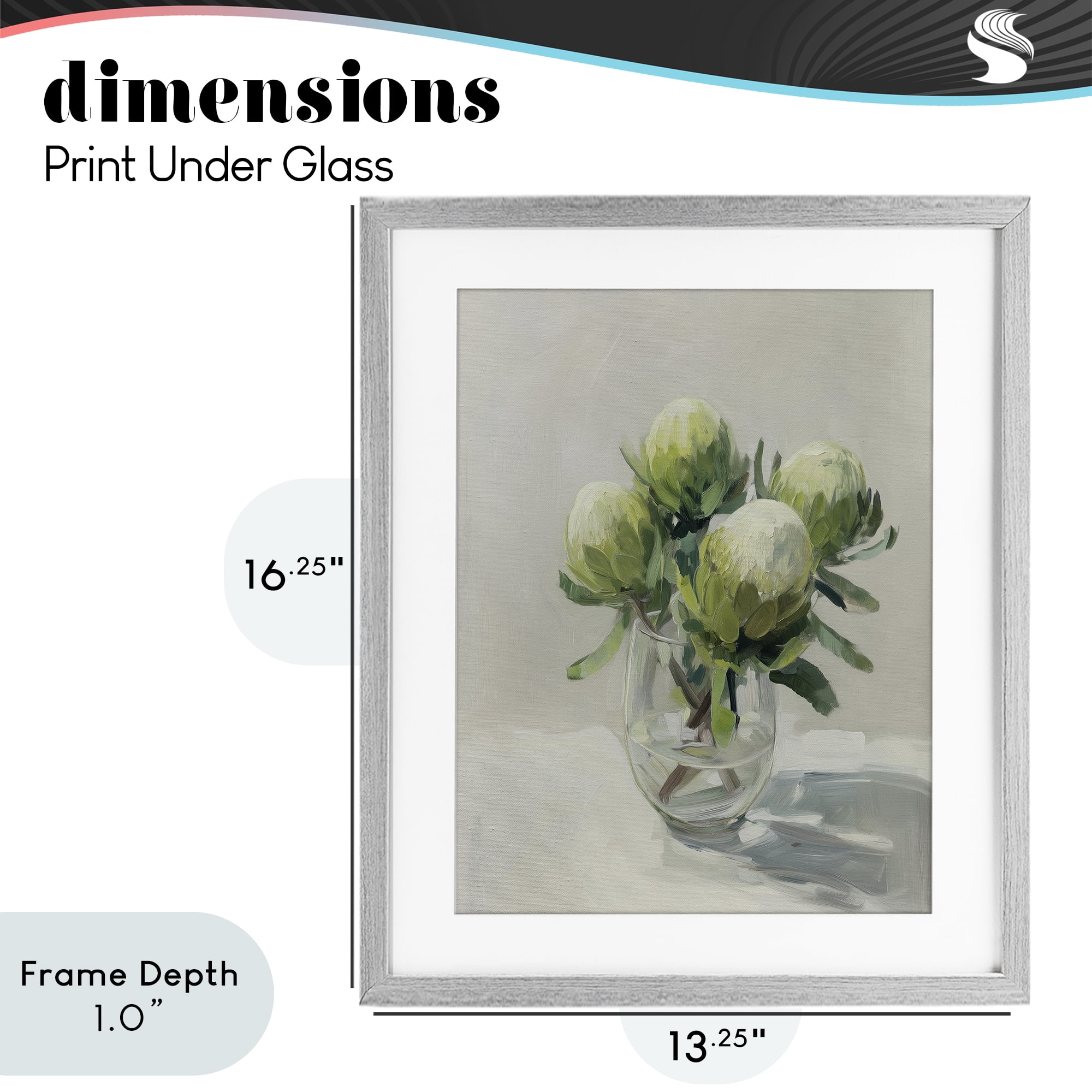 Stupell Industries Glass & Bloom Still Life Gray Framed Print Under Glass, design by Svetlana Aleynikova