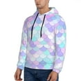 thumbnail image 3 of Rateoe Rainbow Scales Pattern Mens Hoodie, Pullover Hooded Sweatshirt, Kangaroo Pocket Hoodie Ideal for Daily Wear, Travel and Home-X-Large, 3 of 7