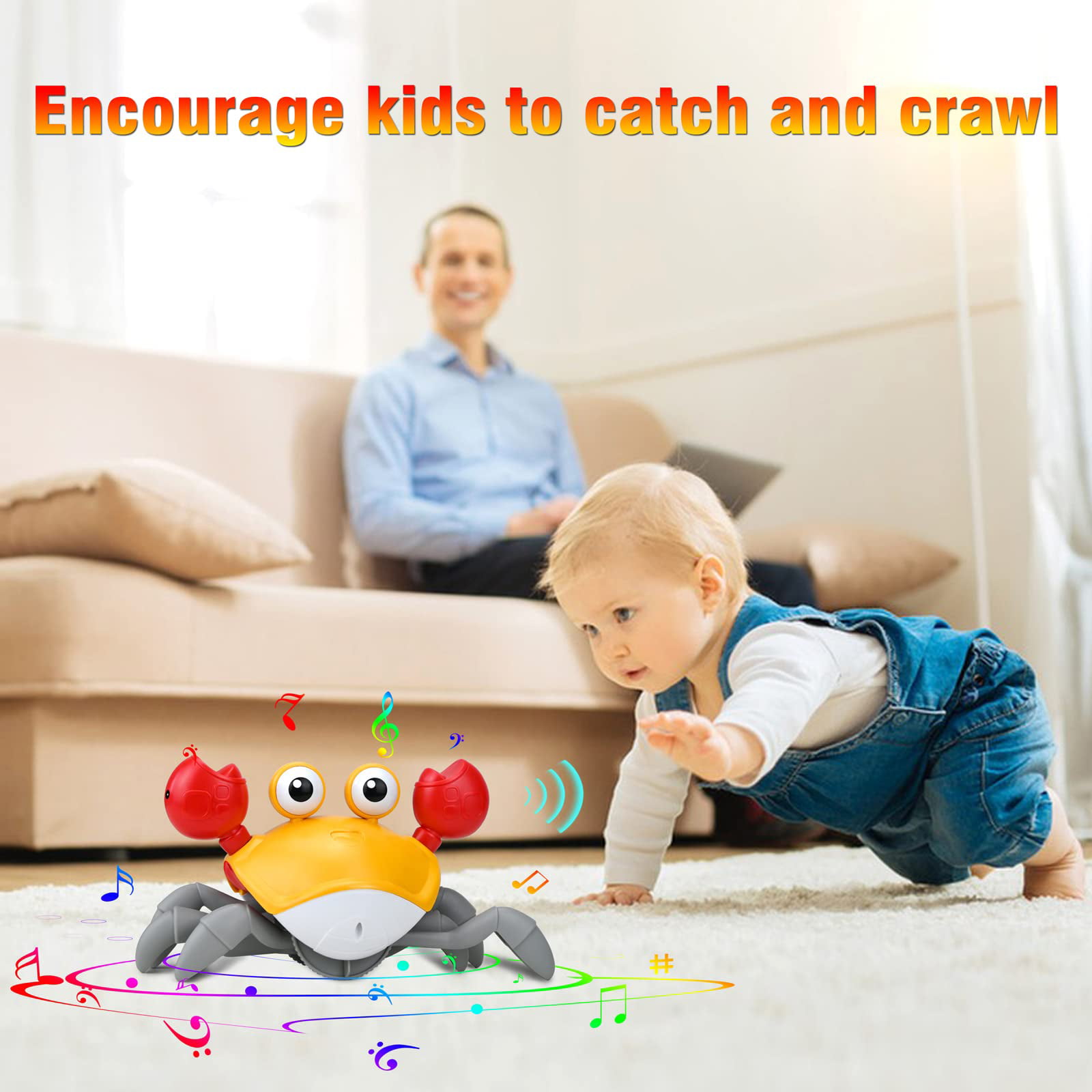JATOTVE Crawling Crab Baby Toy, Infant Tummy Time Toys Boy Girl, Cute  Walking Dancing Moving with Music and Light, Interactive Musical Toy for  Kids