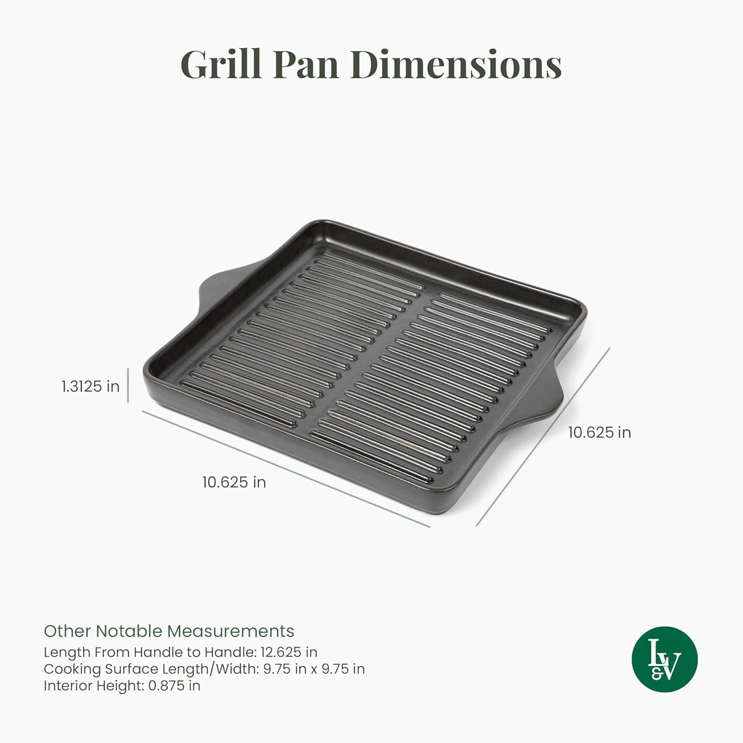 Larder & Vine Ceramic Grill Pan | Made in Italy, Nontoxic, Indoor & Outdoor, Oven-Safe