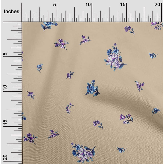 oneOone Polyester Lycra Fabric Leaves & Flower Floral Print Fabric BTY 56 Inch Wide
