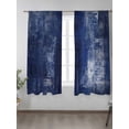 thumbnail image 2 of Sheer Curtains 72 Inches Long 2 Panels Set for Bedroom, Navy Blue Semi Sheer Curtains for Windows, Retro Oil Painting Modern Abstract Art Aesthetics Voile Window Treatments Rod Pocket Curtain, 2 of 7