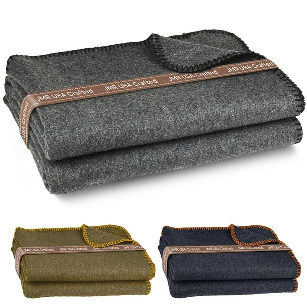 JMR Manta de Lana para Acampar - Manta cálida y Pesada para Auto y Colcha para Campamento - Manta de Emergencia de Supervivencia para Dormir al Aire Libre - Manta de Lana Multiusos para Acampar, Autom