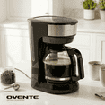 thumbnail image 3 of OVENTE 12-Cup Drip Coffee Maker with Easy On/Off Switch, Black CM412B | Anti-Drip System, Heat-Resistant Borosilicate Glass Carafe, Reusable Filter, Water Level Indicator, Ideal for Home or Office, 3 of 8