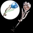 thumbnail image 5 of Xinyolin Fashion Lady Tulip Brooch Rhinestone Decor Flower Pin, Elegant Suit Breastpin, 5 of 6