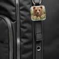 thumbnail image 6 of Brown Bear Watercolor Design With Daisies Faux Leather Square Keychain, 6 of 7
