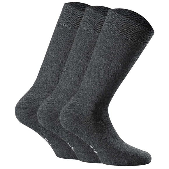 Rohner Basic Unisex Socks, 3-pack - Cotton II, short socks, basic, solid color Anthracite 35-38 (2.5-5 UK)