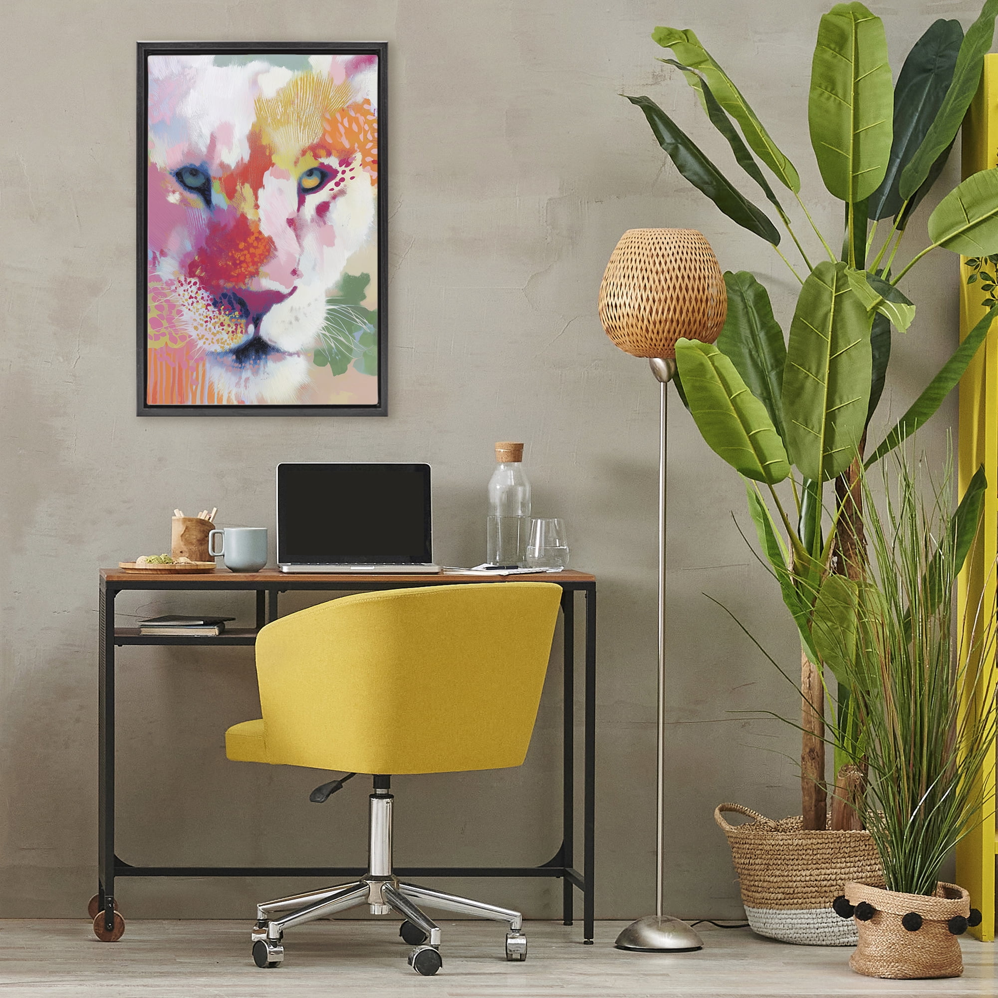 Stupell Industries Lion Eyes with Intense Gaze Black Framed Floater Canvas Wall Art, design by Chromatic Storm Studio