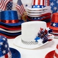 thumbnail image 4 of Sombrero de fiesta patriótico con bandera de estrella de cinco puntas, guirnaldas estilo sombrero Lincoln y decoraciones florales para las celebraciones del Día de la Independencia., 4 of 5