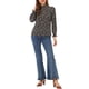 thumbnail image 2 of Blusa impresa de manga larga con cuello simulado y fruncido para mujer INSPIRE CHIC en negro y rosa, 2 of 6