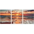 thumbnail image 2 of 3-Piece Blue Beach Canvas Wall Art Set, Sunset Ocean Waves Seascape Prints, Framed & Ready to Hang Decor for Living Room Bedroom Bathroom, 2 of 6