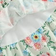 thumbnail image 2 of StylesILove Baby Toddler Girls Floral Print Smocked Tiered Sleeveless Dress & Headband 2pcs Summer Ruffle Sundress Outfit (Green, 12-18 Months), 2 of 7