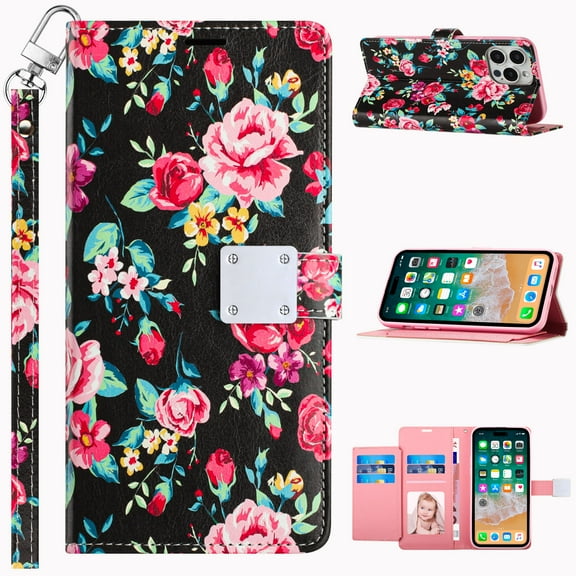 For Motorola Moto G STYLUS 5G 2023 Wallet ID Flip Pouch Cover Phone Case   Tempered Glass - Tropical Floral