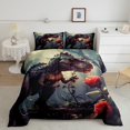 thumbnail image 2 of Rose Dinosaur Comforter Set Gothic Dino Twin Bedding Sets ,Goth Jungle Wild Animal Quilt Paleontology Reptile Dinosaurios Duvet Insert,Kawaii Room Decor, 2 of 5